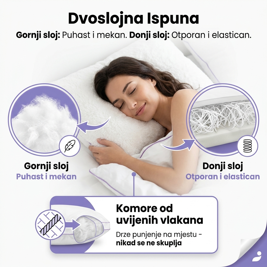Ploof Jastuk - Komore od uvijenih vlakana Dvoslojna Ispuna